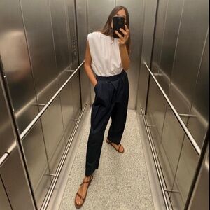ZARA Mixed Poplin Full Length Jumpsuit